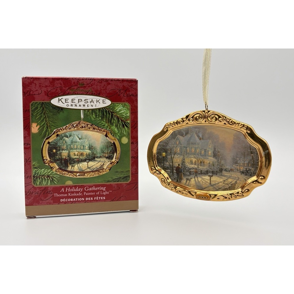 Hallmark 2000 A Holiday Gathering Thomas Kinkade Christmas Ornament Porcelain